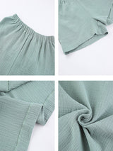 2Pcs Linen Shirt Shorts Sleeve Loungewear