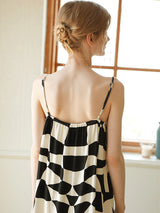 Checkerboard Print Cotton Cami Nightdress