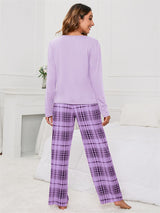 Plaid Print Pocket Casual Lounge Set