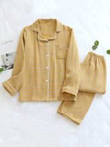 Cotton Plaid Couple Pajama Set - Kafiloe