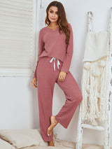 Solid Waffle Knit Lounge Set