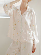 Flower Print Button Cotton Pajama - Kafiloe