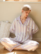 Striped Print Cotton Pajama Set