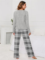 Plaid Print Pocket Casual Lounge Set