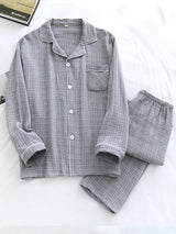 Cotton Plaid Couple Pajama Set - Kafiloe