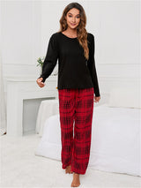 Plaid Print Pocket Casual Lounge Set