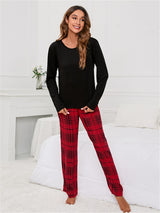 Plaid Print Pocket Casual Lounge Set