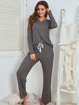 Solid Waffle Knit Lounge Set