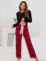 Plaid Print Pocket Casual Lounge Set