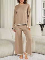 Split Sweater Wide Leg Pants Set