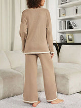 Split Sweater Wide Leg Pants Set