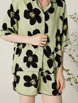 Floral Print Button Cotton Pajama - Kafiloe