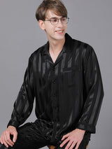 Satin Stripe Mens Shirt Pajamas Set