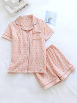 Small Cherry Print Cotton Pajama Set