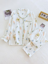 Cotton Cartoon Print Pajamas Set