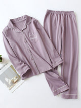 2Pcs Cotton Long Sleeve Couple Pajama Set