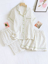 2Pcs/3Pcs Short Sleeve Floral Pajamas