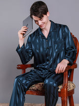 Satin Stripe Mens Shirt Pajamas Set