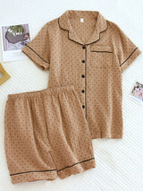 2Pcs Short Sleeve Polka Dots Pajamas