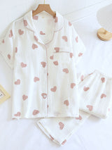 Love Print Shirt Pajamas Set