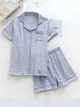 Small Cherry Print Cotton Pajama Set