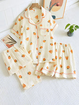 2Pcs/3Pcs Short Sleeve Floral Pajamas