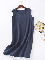 Cotton Tank Solid Midi Nightdress