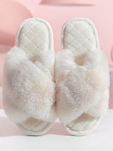 Cross Fashion Open Toe Plush Slippers