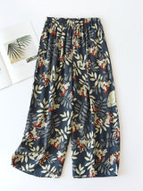 Summer Cotton Floral Cropped Pants