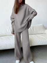 2pcs Plus Size Loose Knit Long Sleeve Sets