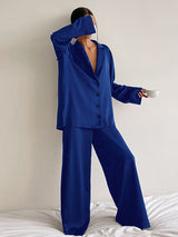 Oversized Solid Satin Loungewear Set