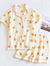 2Pcs/3Pcs Short Sleeve Floral Pajamas