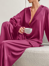 Oversized Solid Satin Loungewear Set