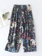 Summer Cotton Floral Cropped Pants