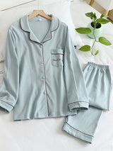 2Pcs Cotton Long Sleeve Couple Pajama Set