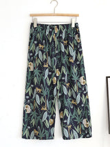 Summer Cotton Floral Cropped Pants