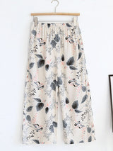 Summer Cotton Floral Cropped Pants