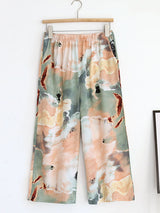 Summer Cotton Floral Cropped Pants