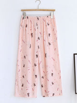 Summer Cotton Floral Cropped Pants