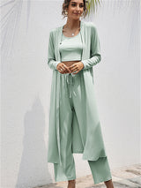 3Pcs Tank Top & Pants Coat Set - Kafiloe