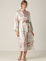 3pcs Floral Print Belted Sleepwear Robe Set - Kafiloe