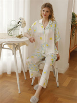 Floral Print Button Cotton Pajama - Kafiloe