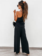 Solid Vest & Pants Lounge Set - Kafiloe