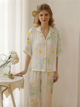 Floral Print Button Cotton Pajama - Kafiloe