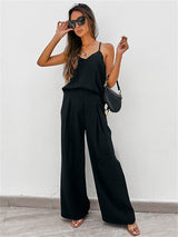 Solid Vest & Pants Lounge Set - Kafiloe