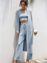 3Pcs Tank Top & Pants Coat Set - Kafiloe