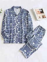 Cartoon Print Cotton Couple Pajamas - Kafiloe