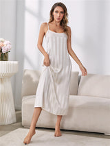 2pcs Striped Silk Satin Pajama Set